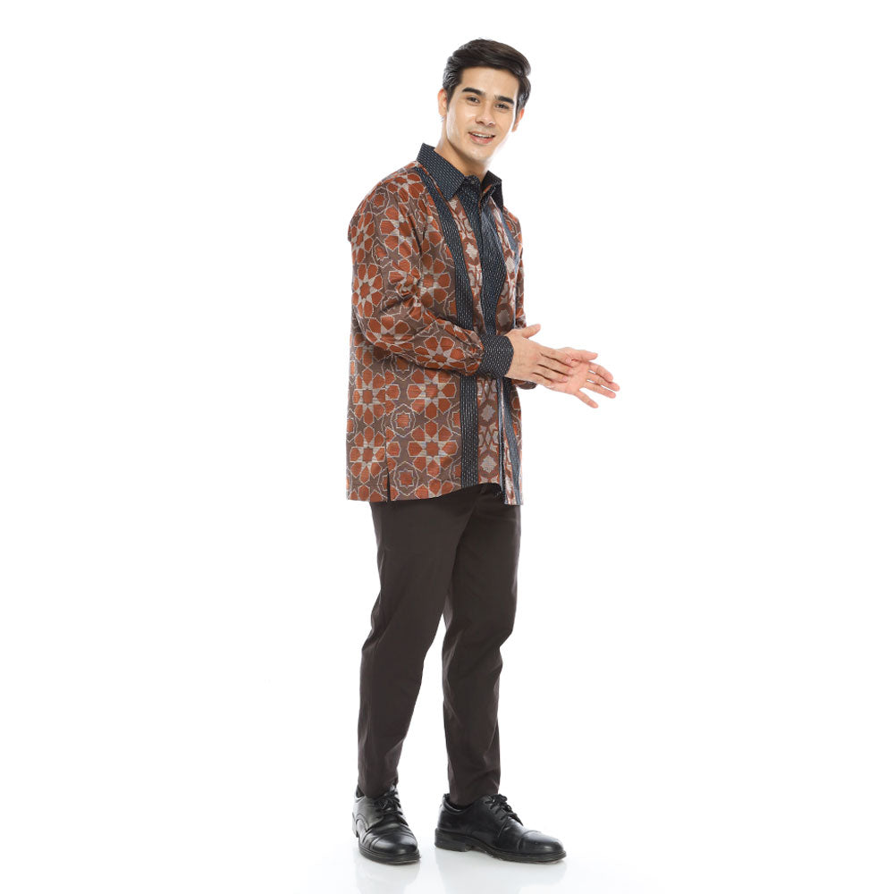 Baju Batik BHS Signature Orange Hitam 01