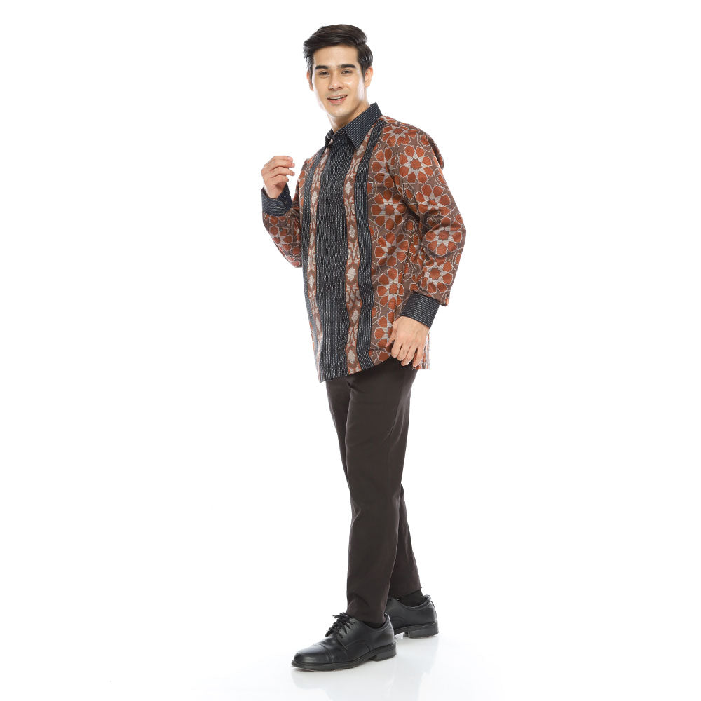 Baju Batik BHS Signature Orange Hitam 01
