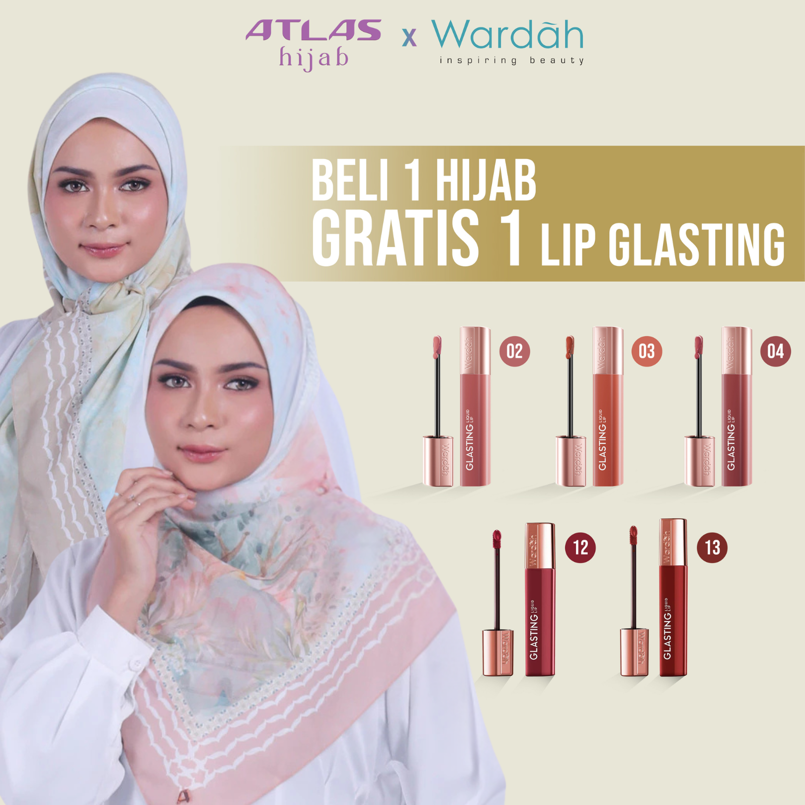 Atlas Hijab Ville Lumiere Series Motif Ghaizza Kerudung Segi Empat