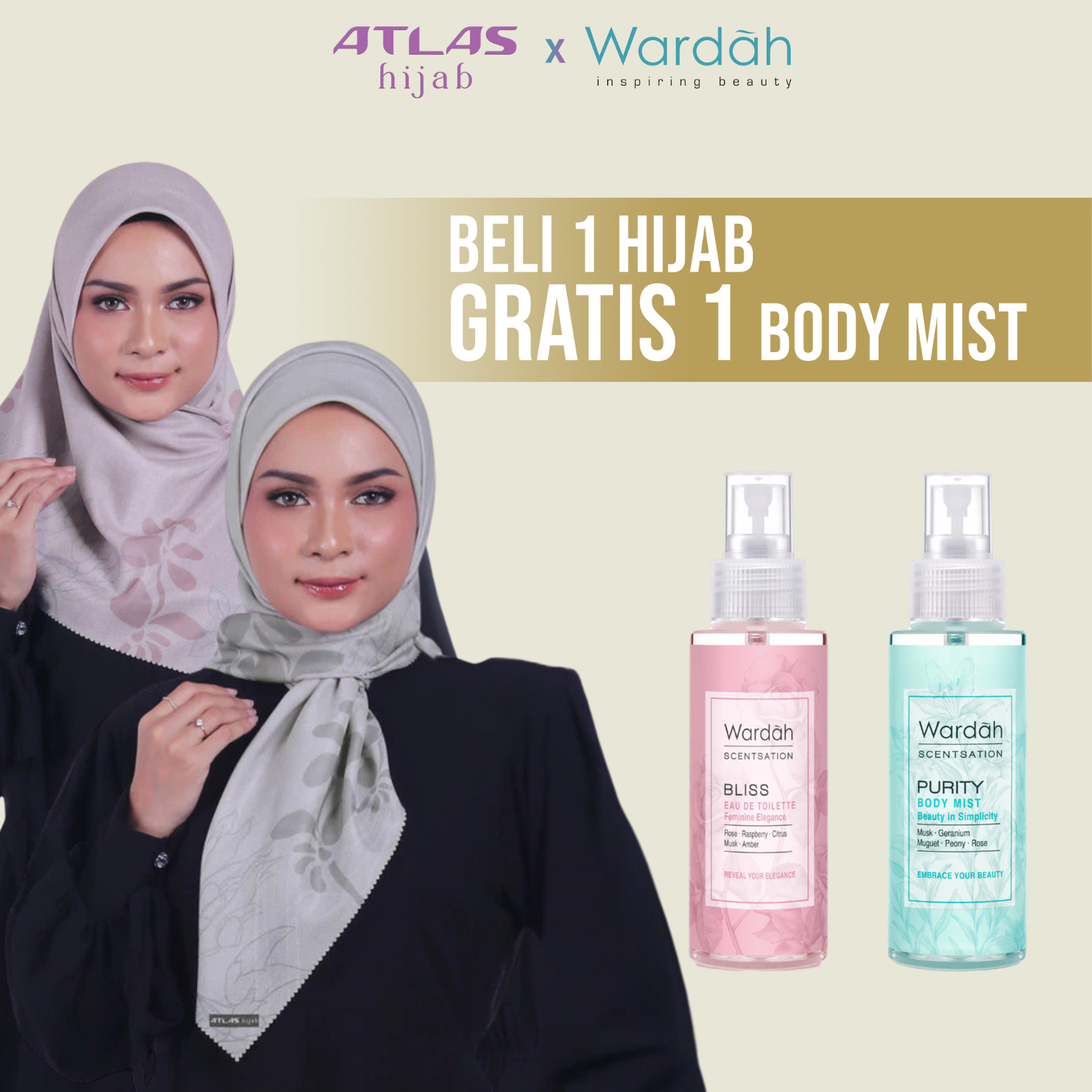 Atlas Hijab Ville Lumiere Series Motif Shafa Kerudung Segi Empat